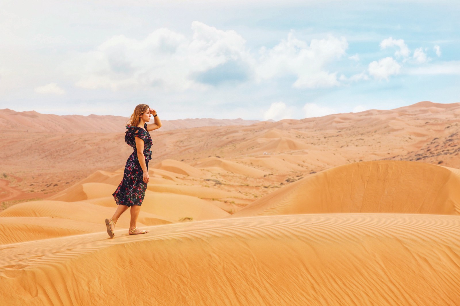 Woman looking in desert